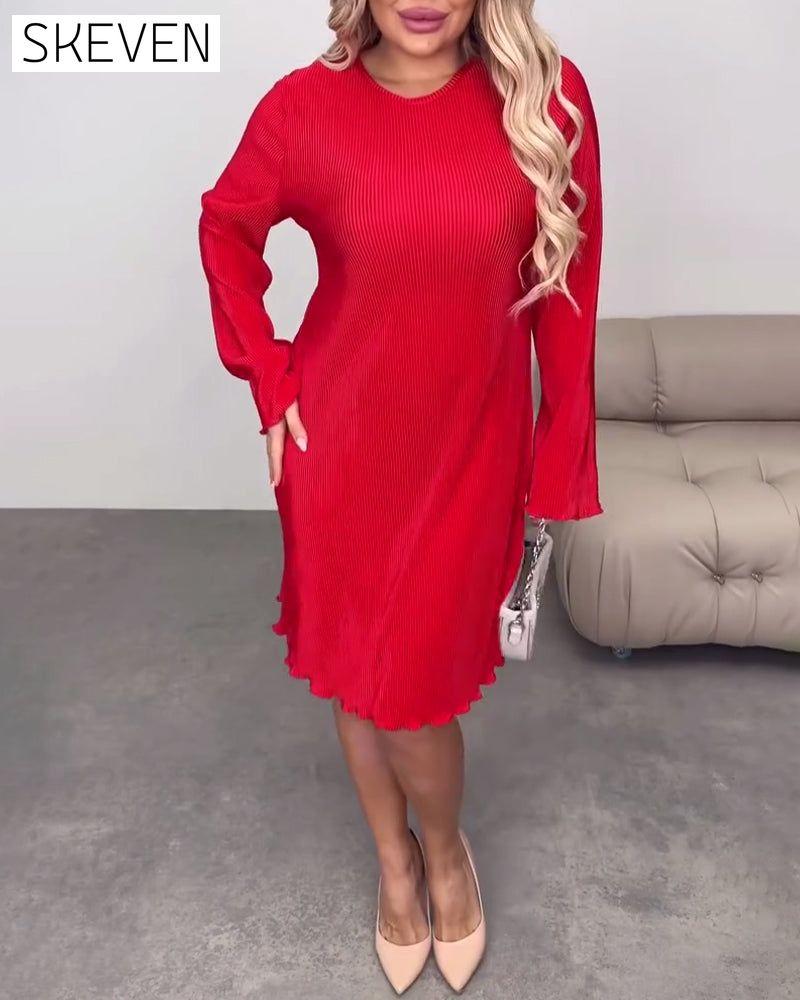 Casual Solid Color Knee-Length Dress