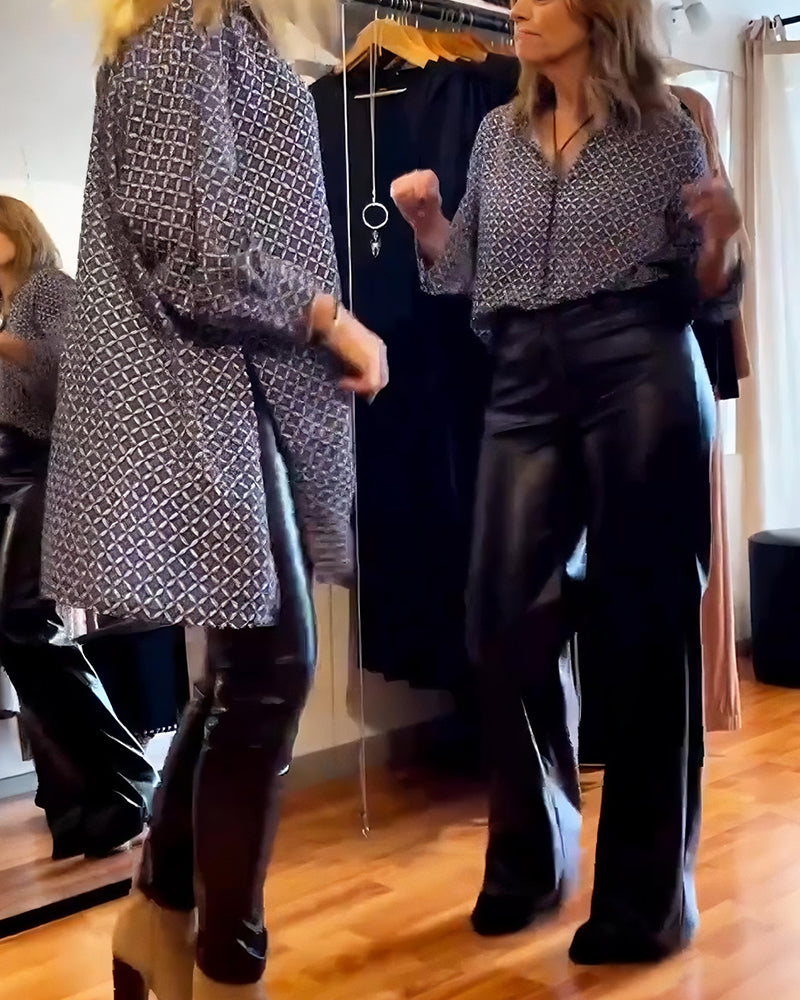 Loose-Fitting Diamond-Patterned Shirt