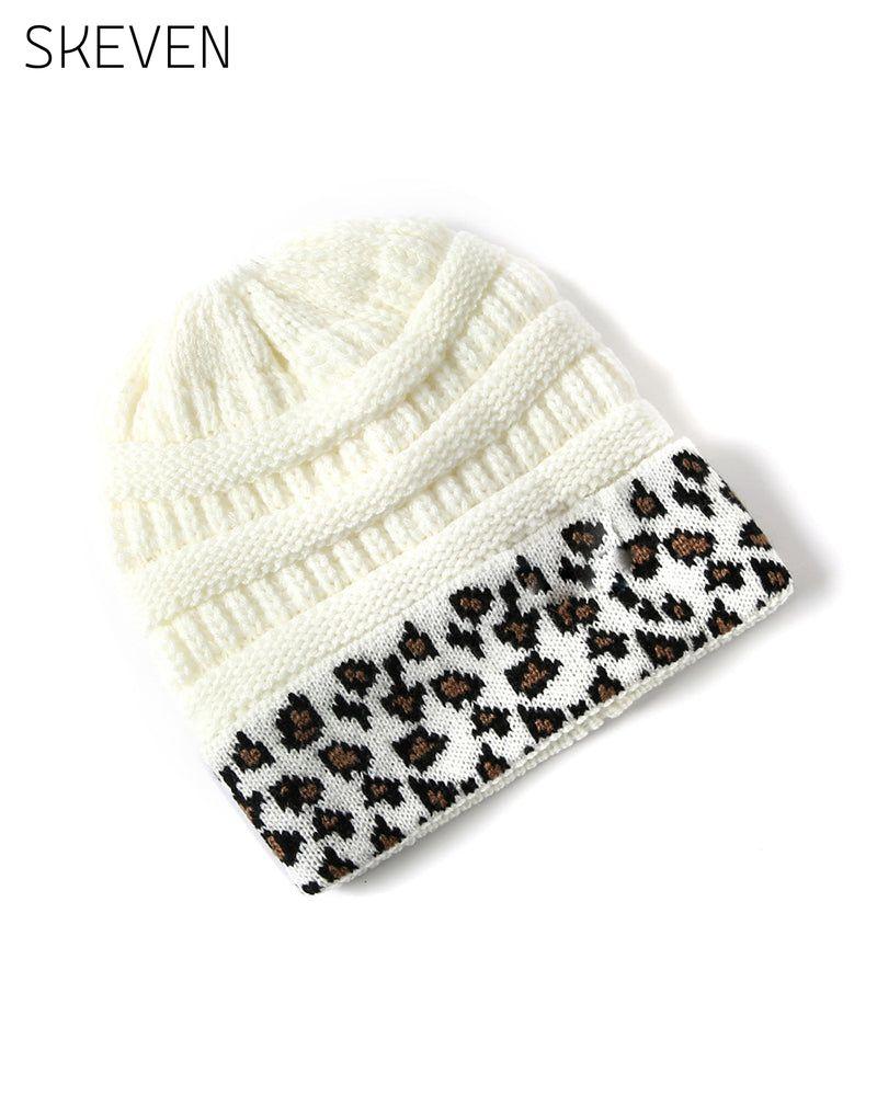 Women Winter Beanie Hat Leopard Warm Earflap Cap