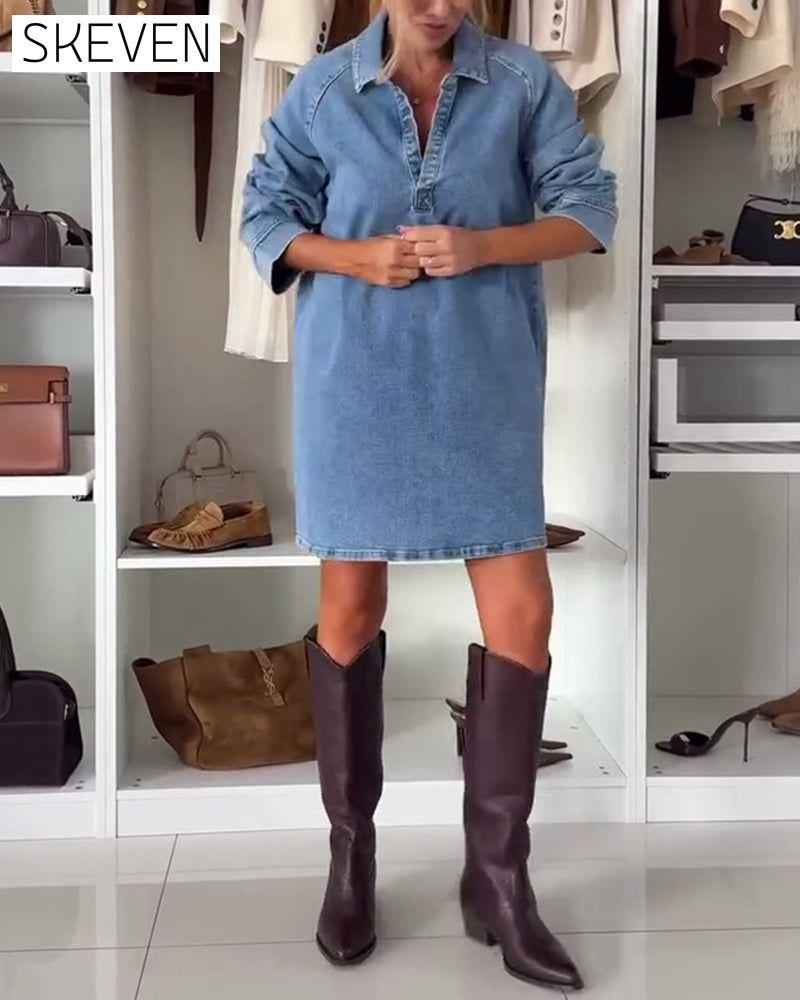 Locker geschnittenes Kleid mit Dreiviertel-Raglanärmeln