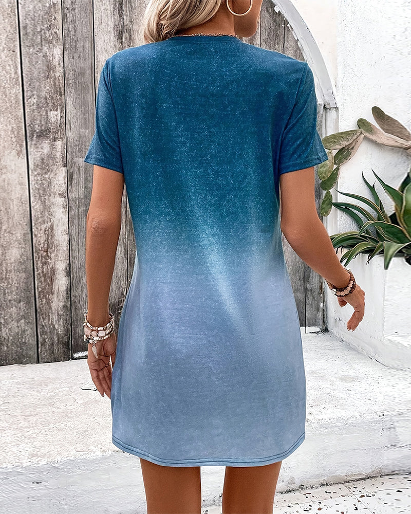 Casual Round Neck Heart Pattern Dress