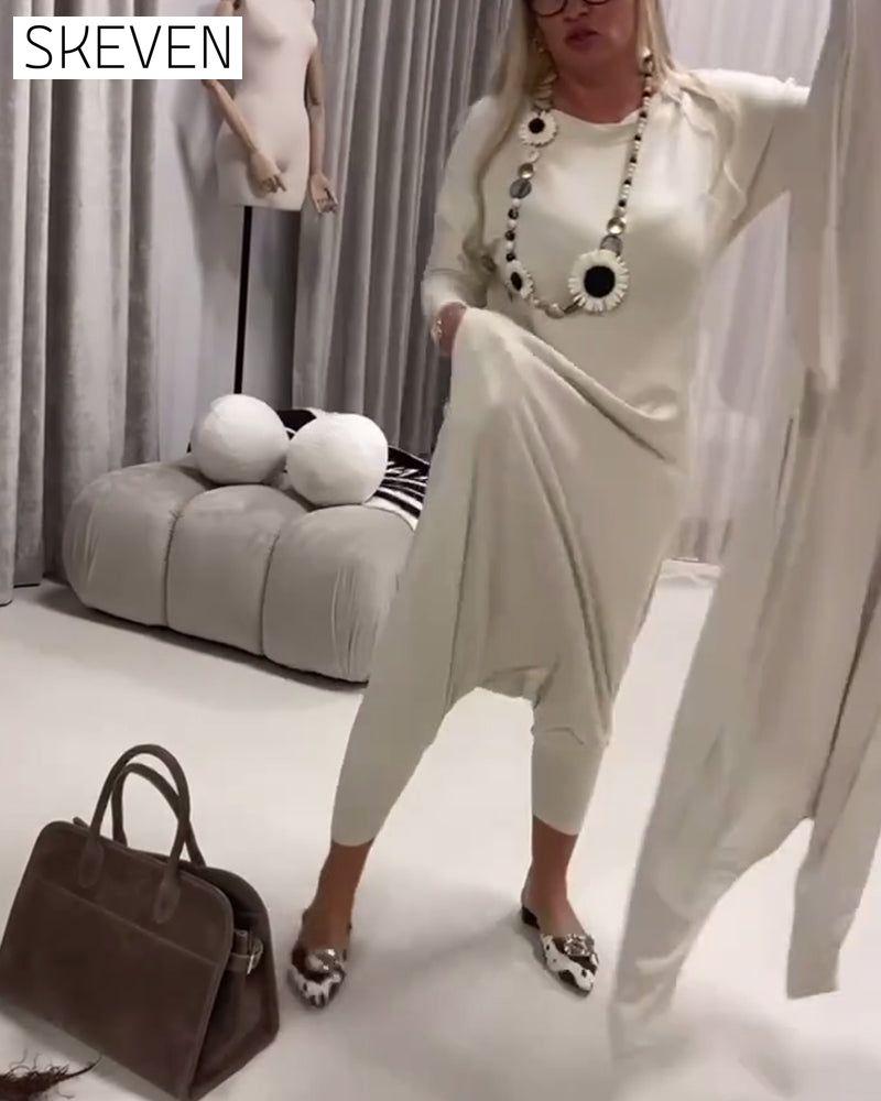 Solid Color Long Sleeve Casual Jumpsuit