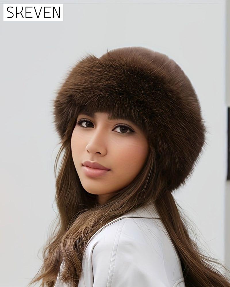 Dicke, warme Plüschmütze im mongolischen Stil für Damen