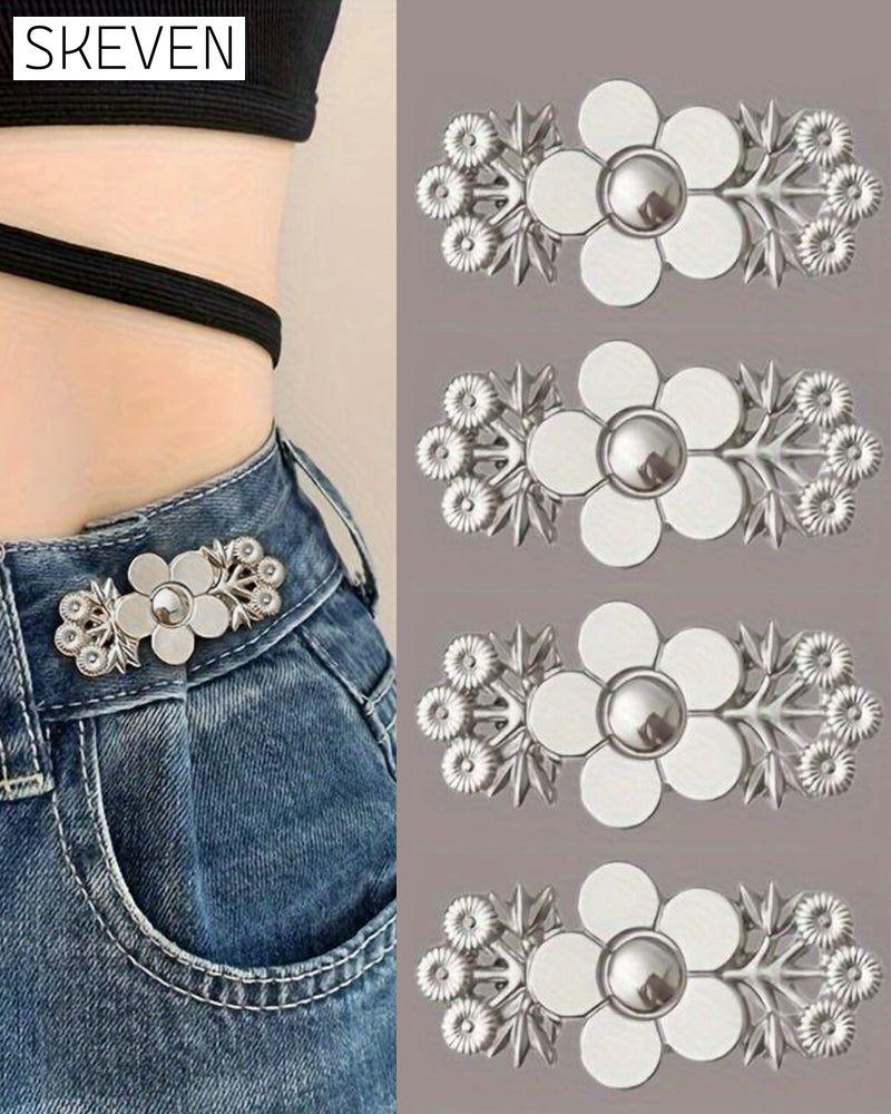4-teiliger Gürtelverbinder aus Denim mit Blumenmuster