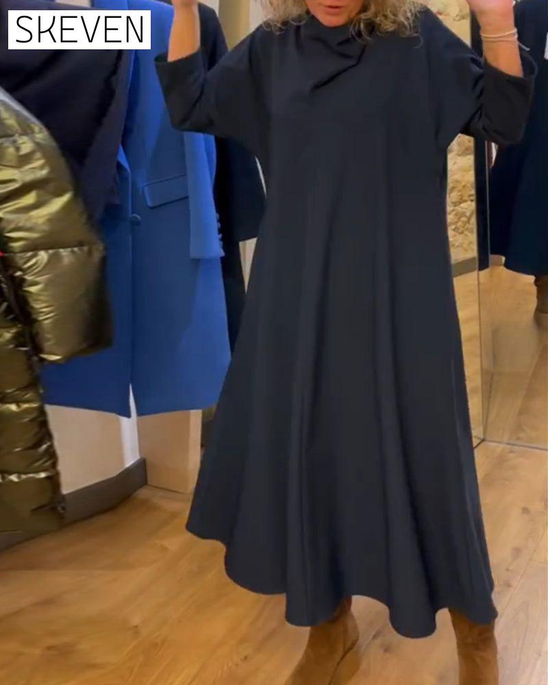 robe décontractée à poches de couleur unie