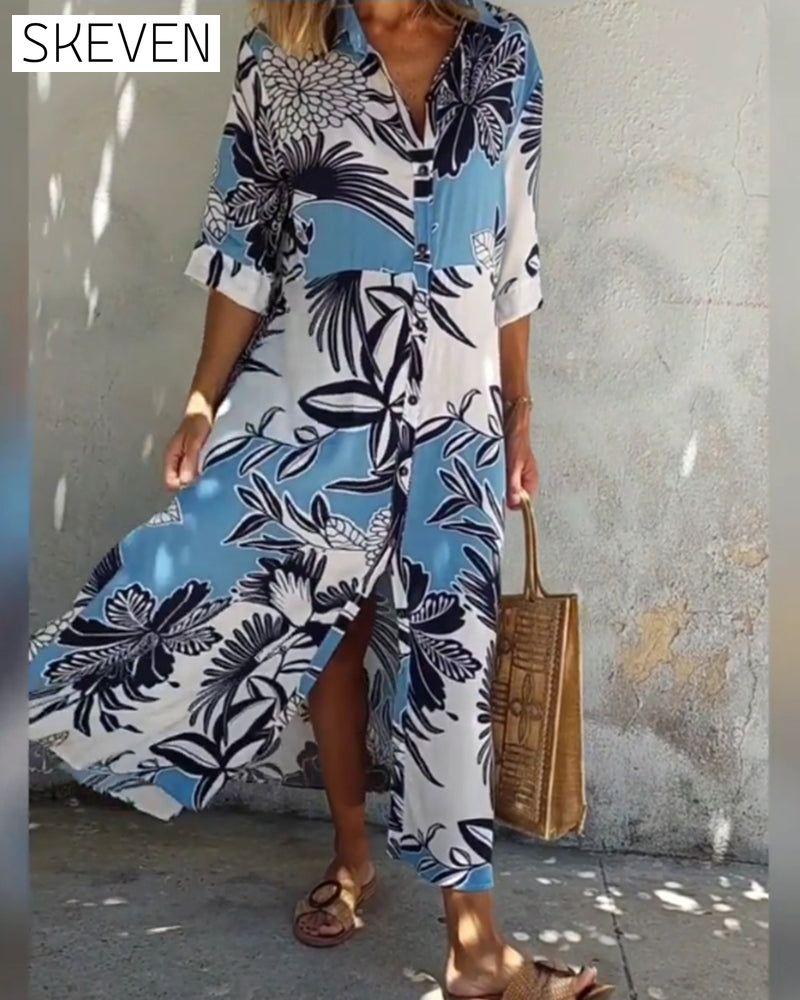 Lässiges Hemdkleid mit Blumenmuster 
