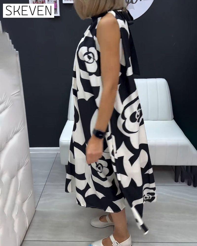Ärmelloses, elegantes Kleid mit Print