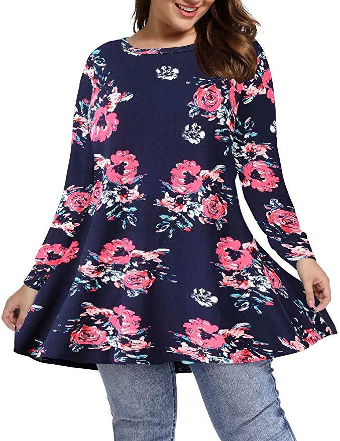 Long-sleeve Belted Top Plus-size Relaxed Fit