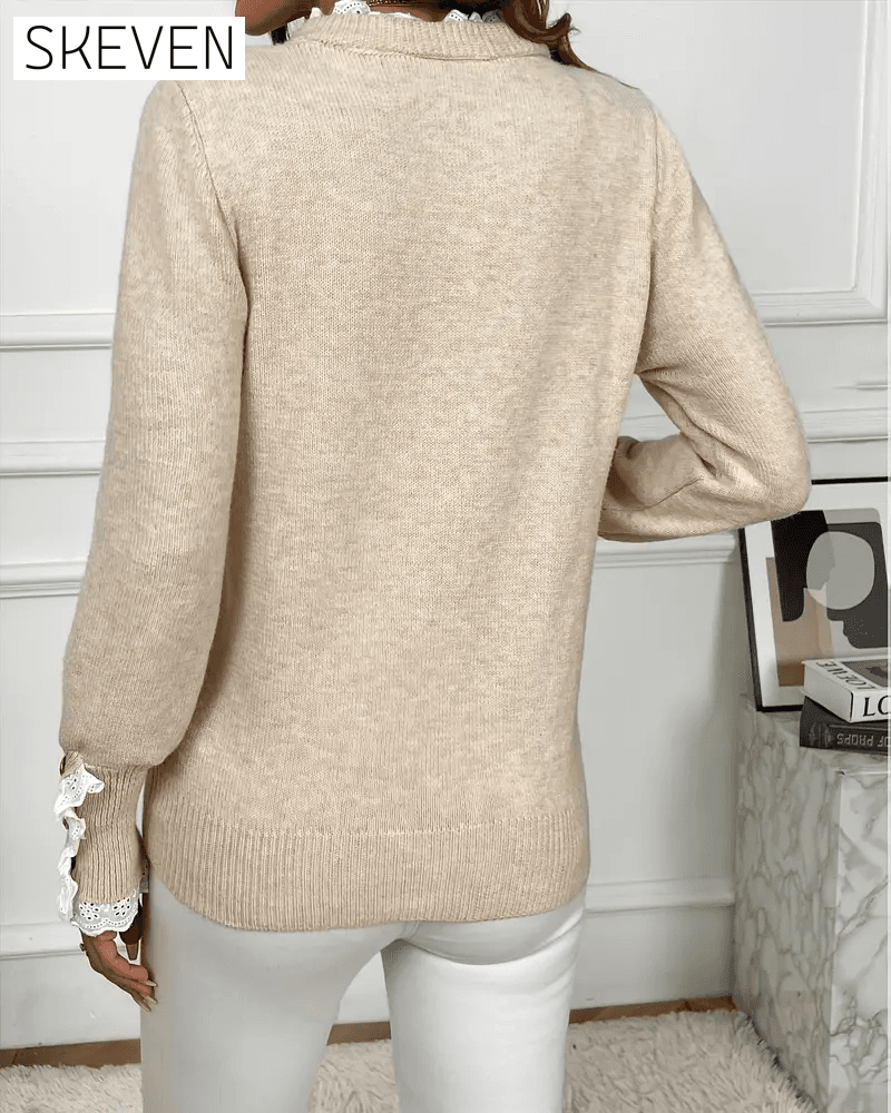 Elegant Lace-Trimmed Jumper
