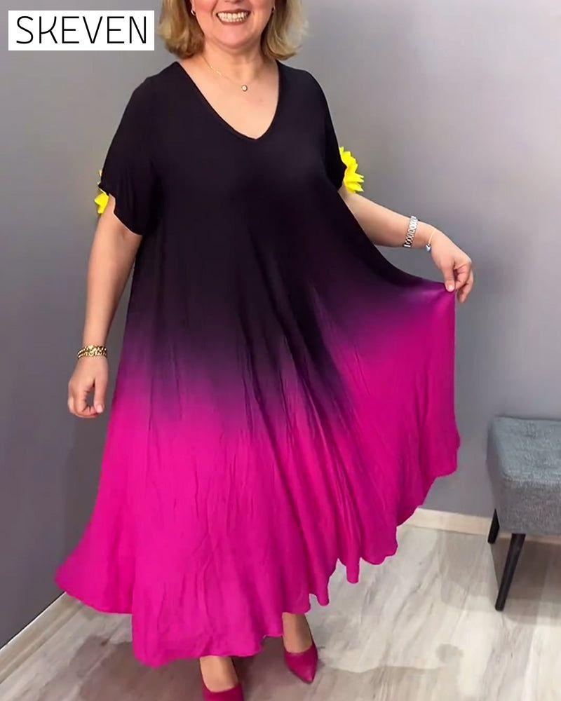 Lässiges Faltenkleid im Ombré-Stil