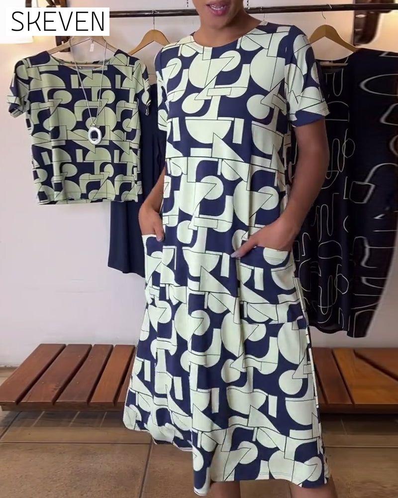 Casual Everyday Round Neck Printed Dress