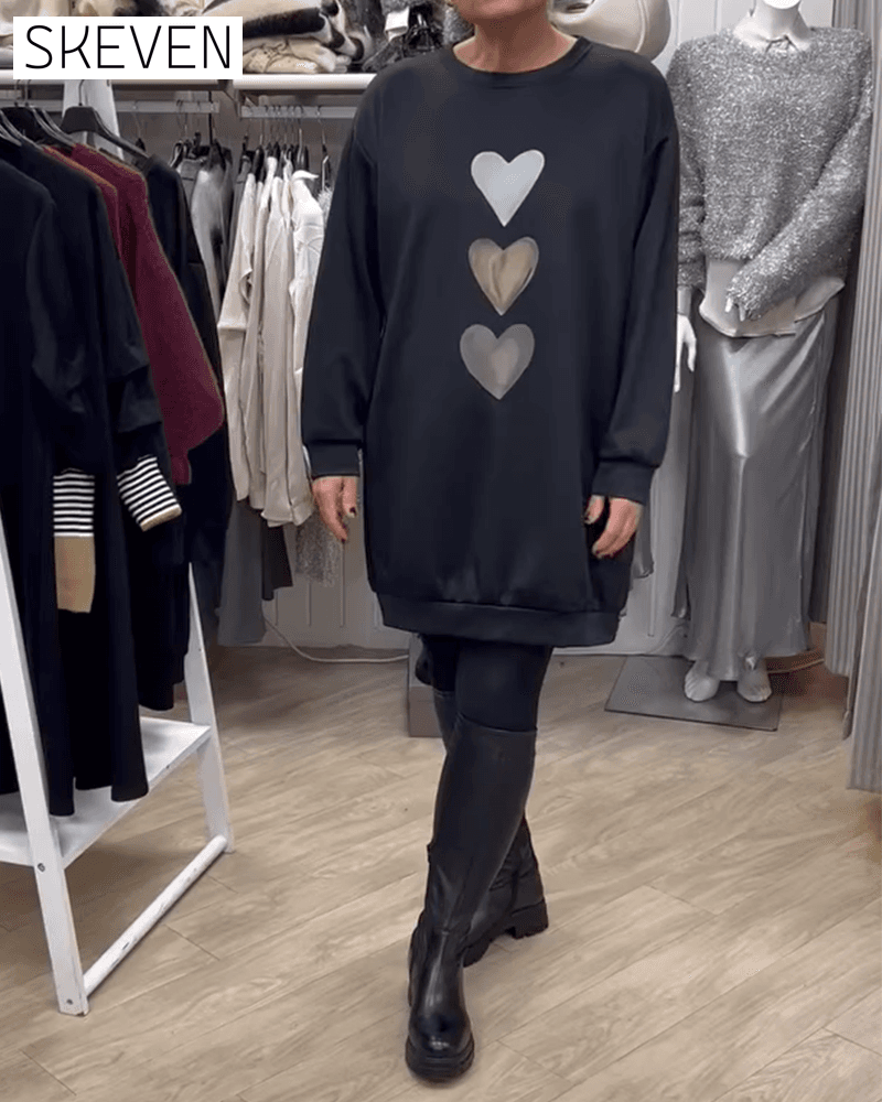 Casual Heart Pattern Shift Dress