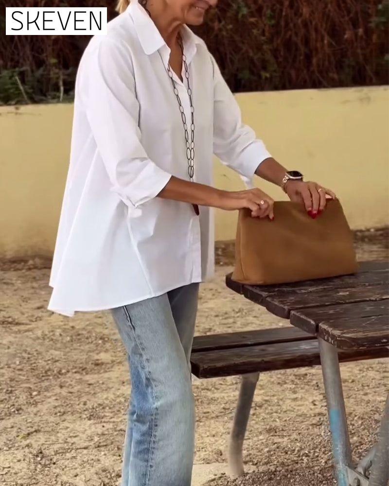 Chemise décontractée à manches longues et revers