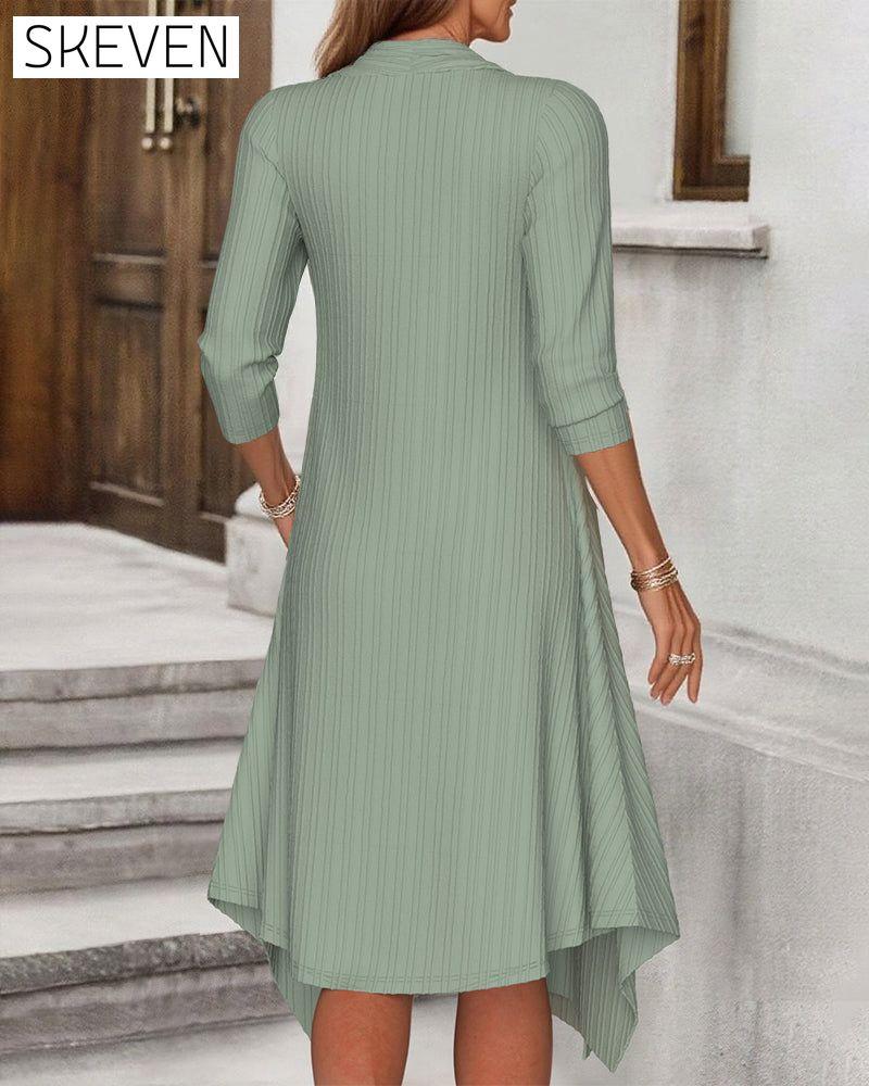 Irregular Fake Two-Piece Printed Dress