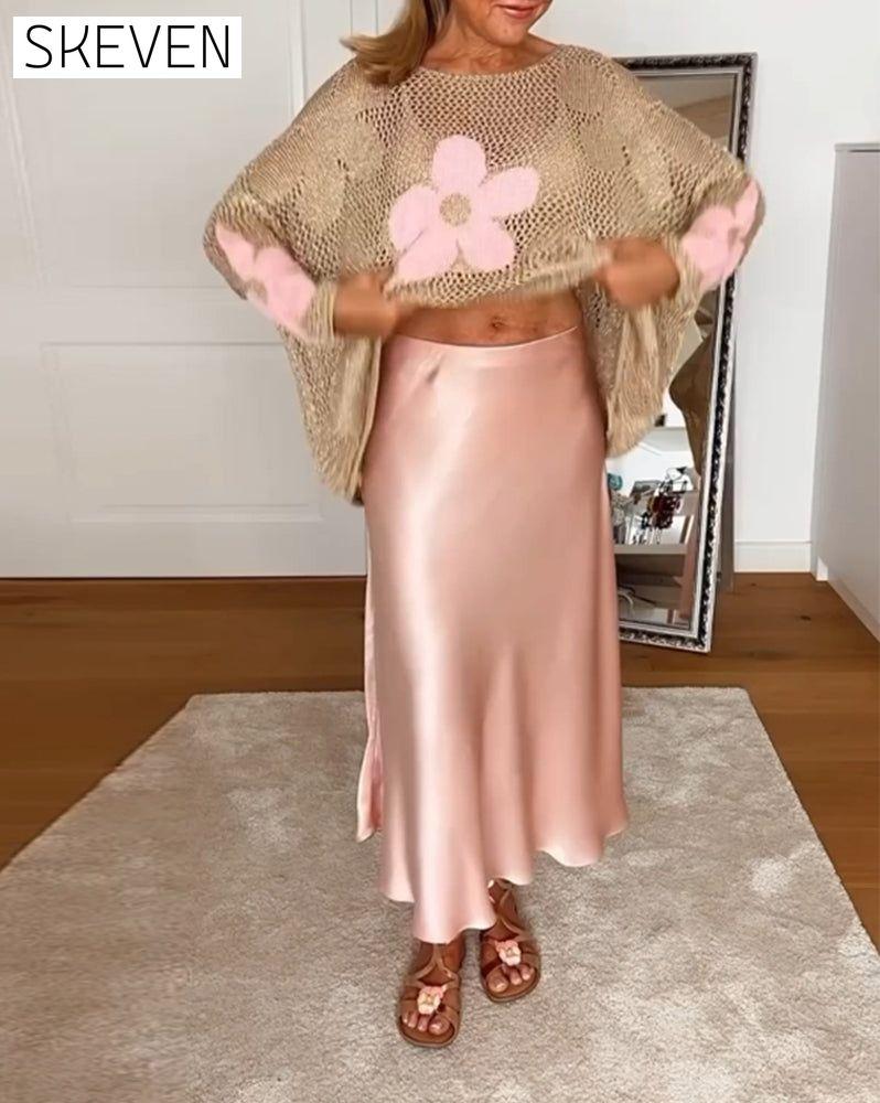 Solid color silky casual skirt 202466 skirts spring summer