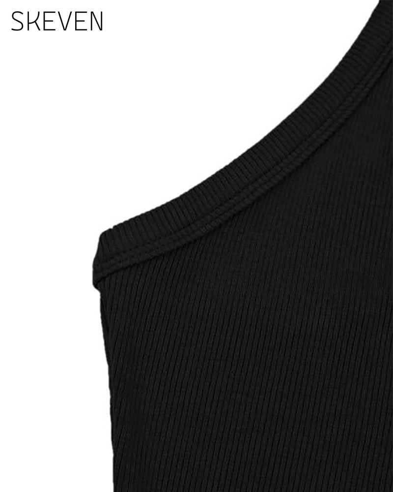 Solid Color V-Neck Backless Tank Top
