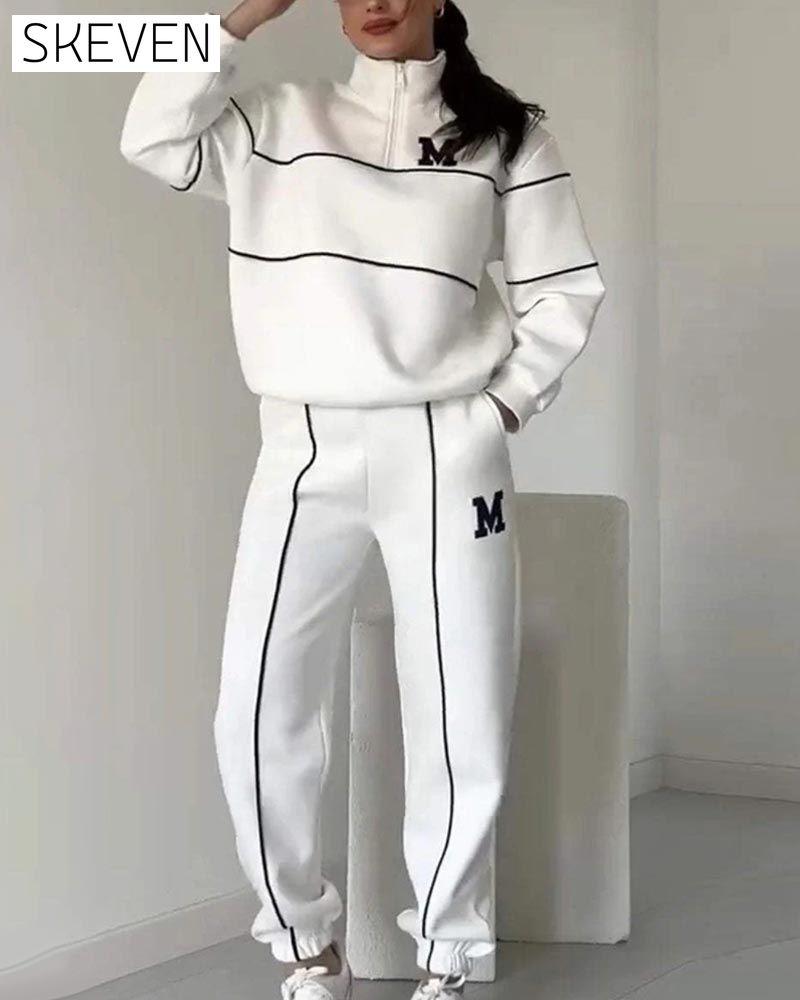 Women's Casual Letter M Long Sleeve Two Piece Set