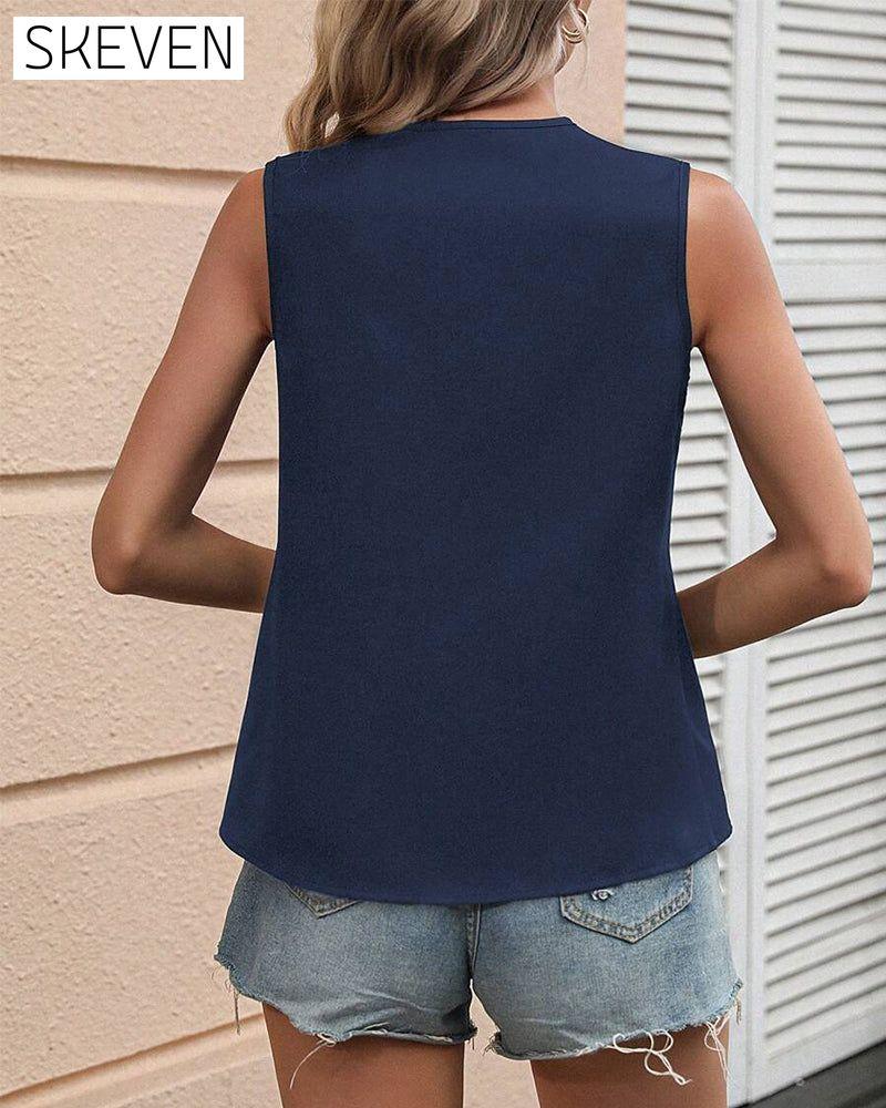 Ärmelloses Tanktop mit unregelmäßigen Kontrastfarben