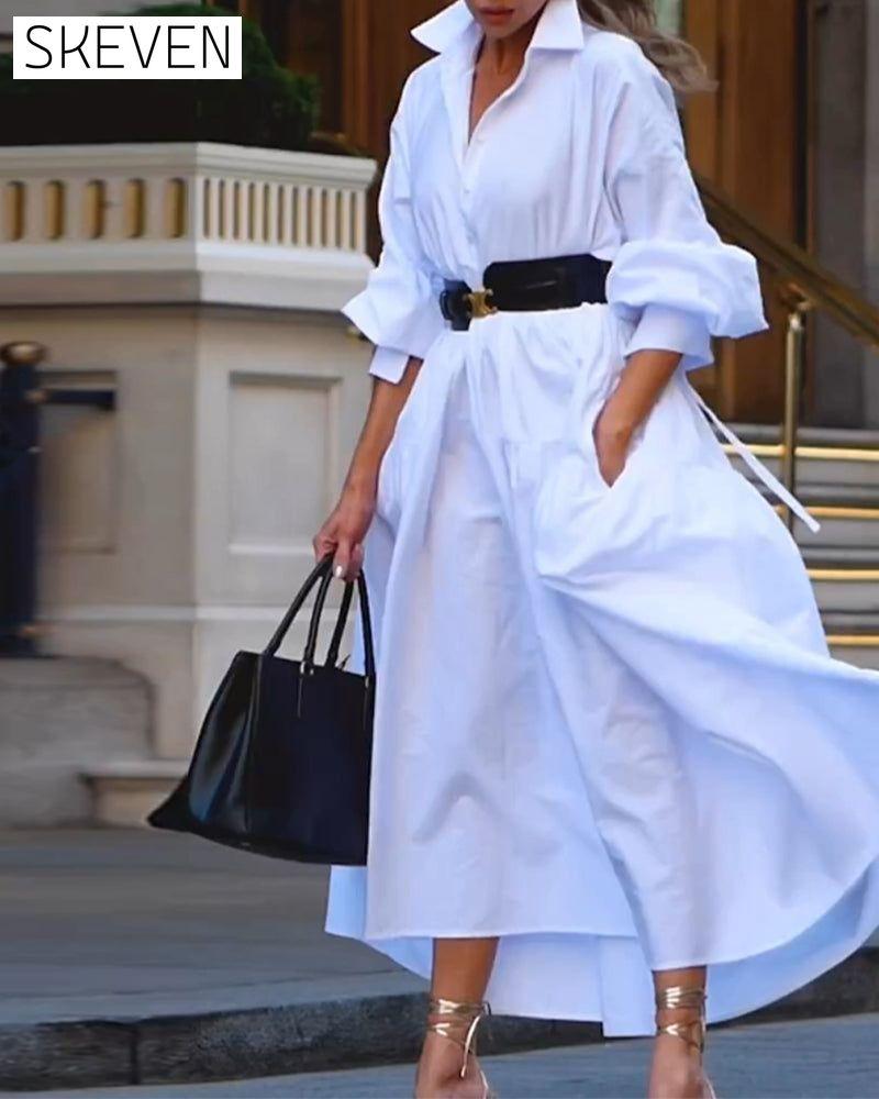 Einfarbiges, locker sitzendes Kleid