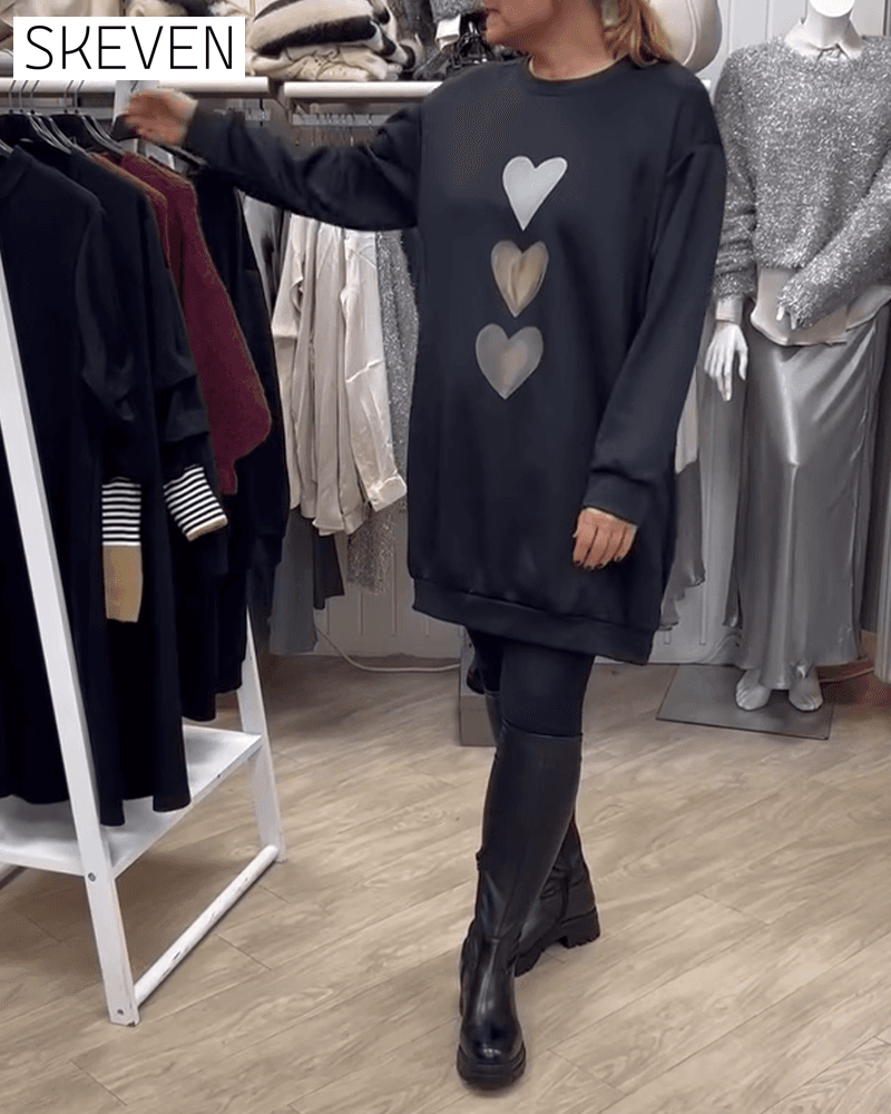 Casual Heart Pattern Shift Dress
