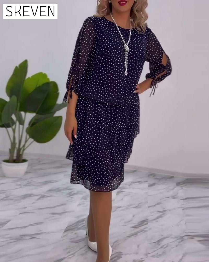 Elegantes, mehrlagiges Kleid mit Polka-Dot-Muster