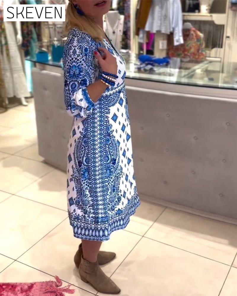 Elegant V-neck midi dress casual dresses spring summer