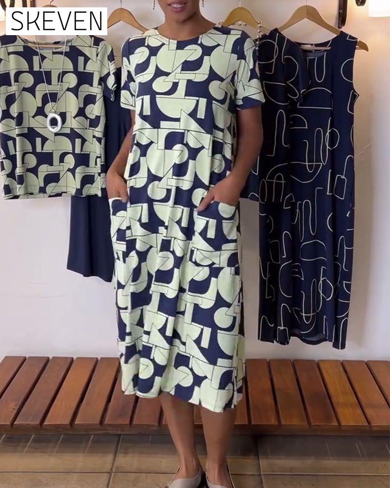 Casual Everyday Round Neck Printed Dress