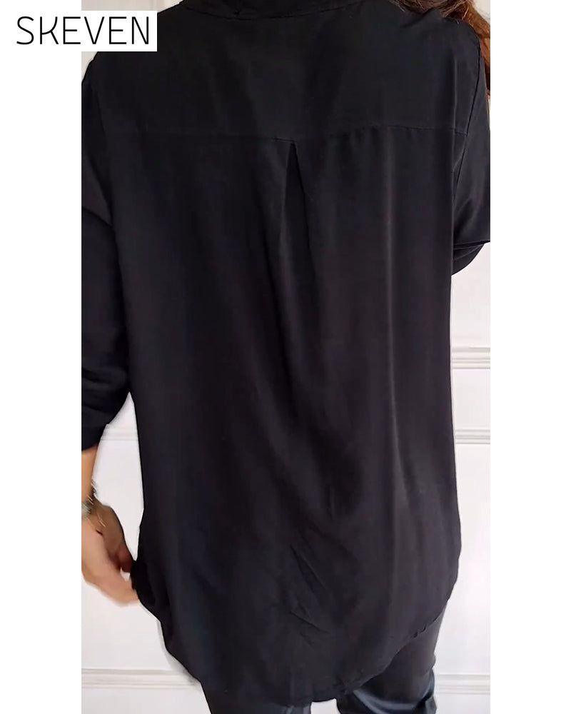 Paneled sequin button casual top