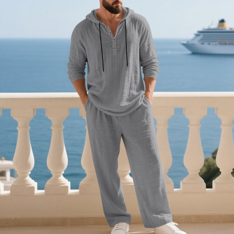 Fashion Men's Casual Long Two-Piece Set