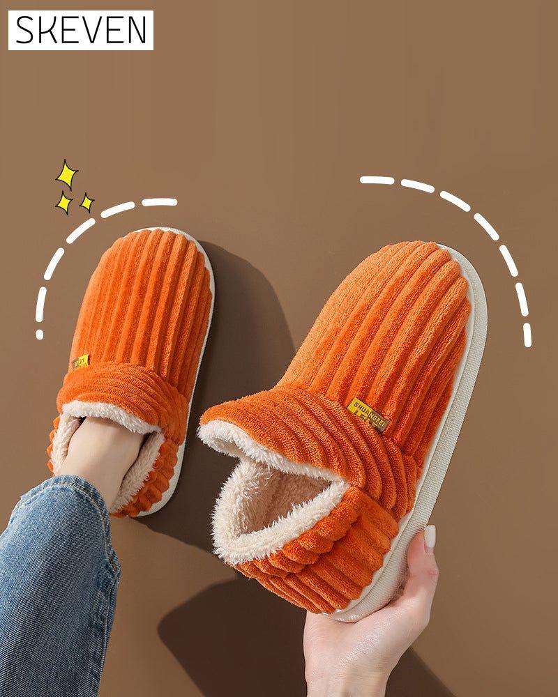 Home warm solid color flat shoes