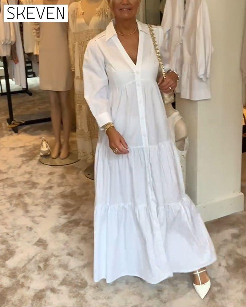 robe patchwork à revers boutonné