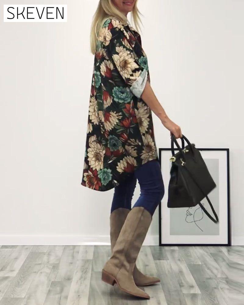 Lapel leopard print shirt