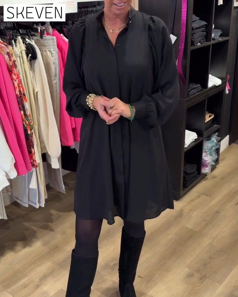 V-neck simple knee-length dress