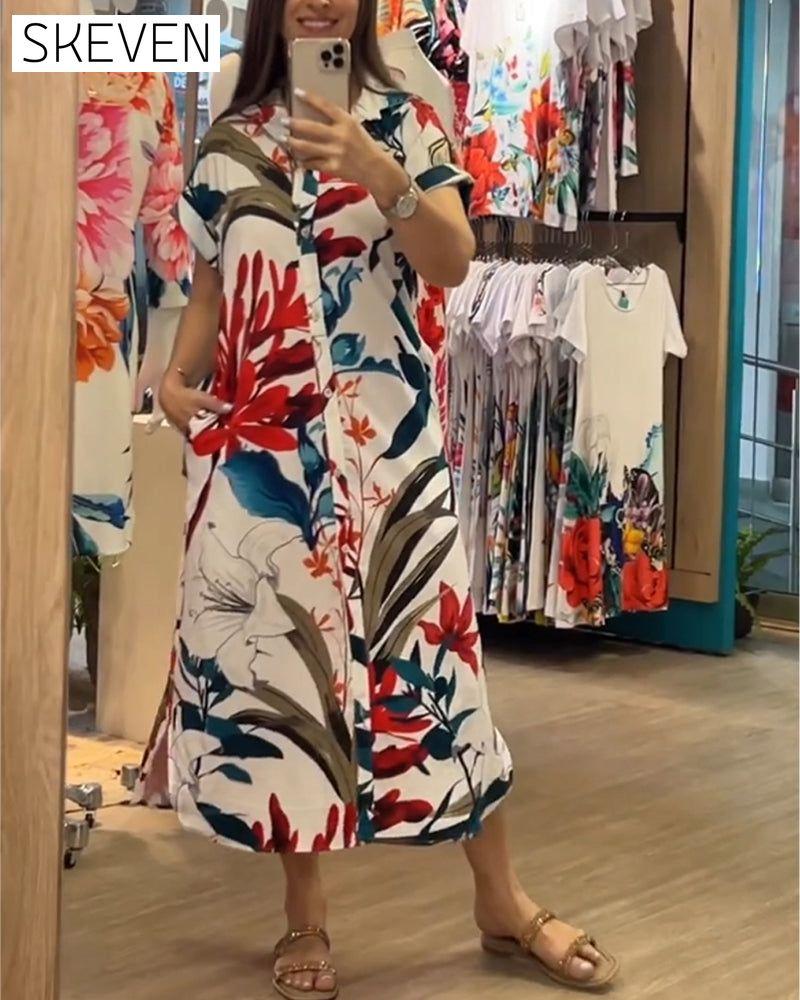 Kurzärmeliges bedrucktes Kleid