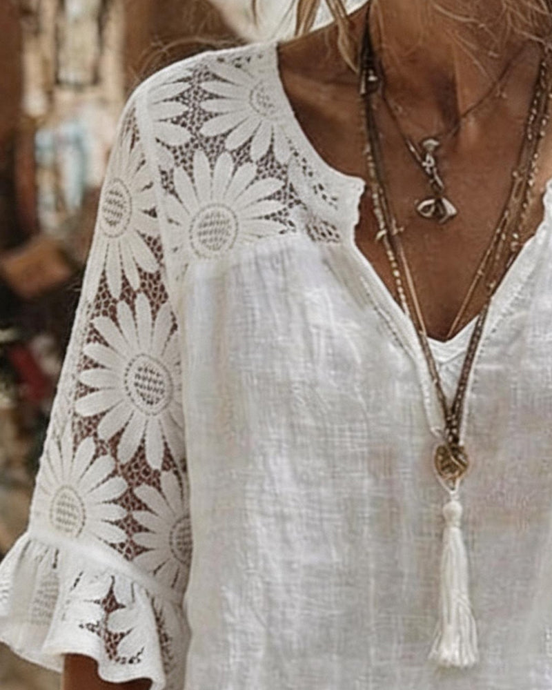 Daisy Lace Patchwork Blouse