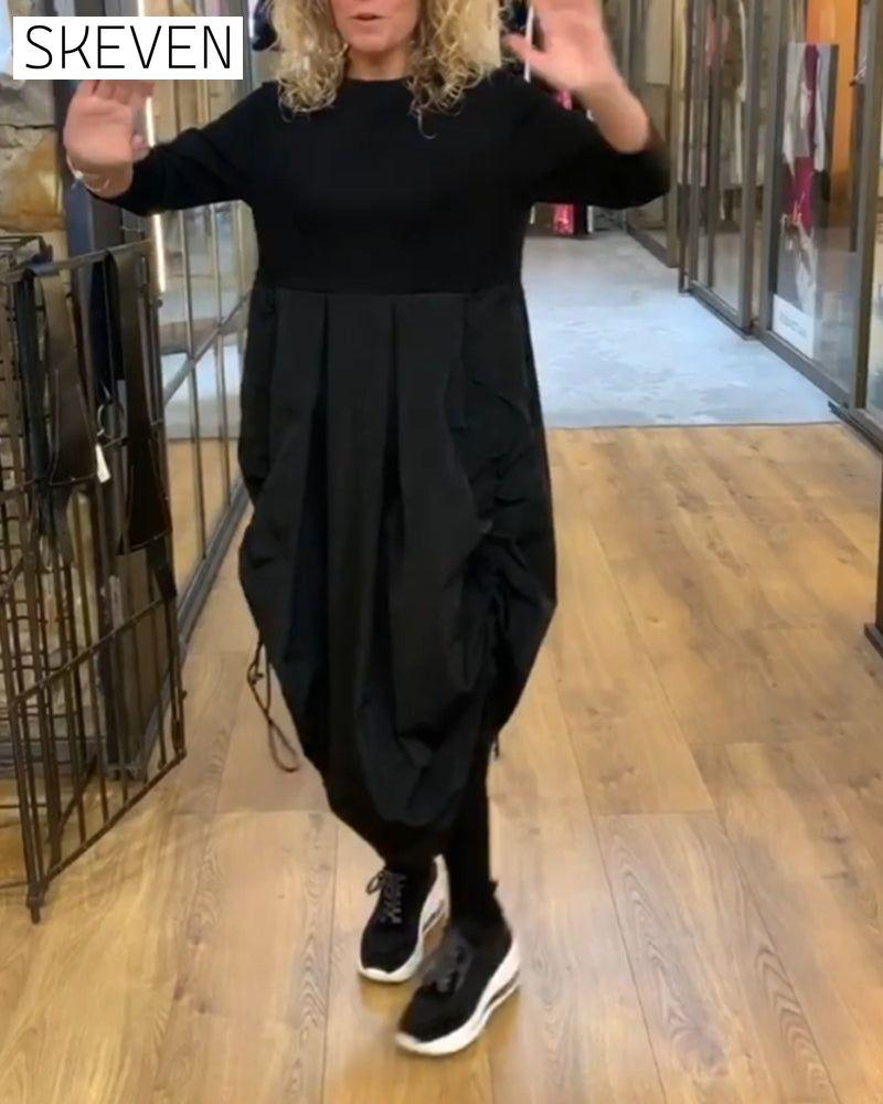 Patchwork-Freizeitkleid mit Kordelzug