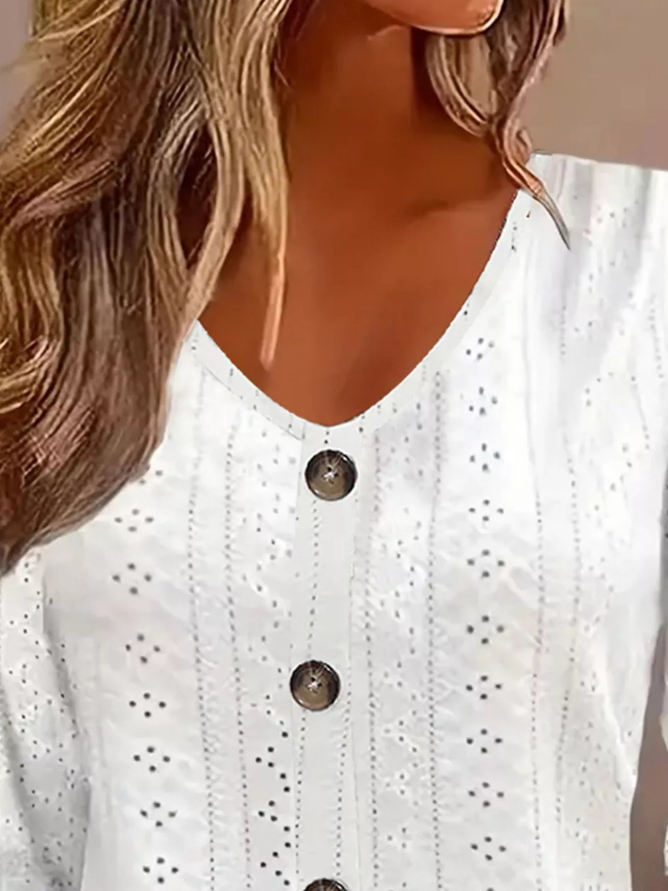 Eyelet Tie-Sleeve Detail Top
