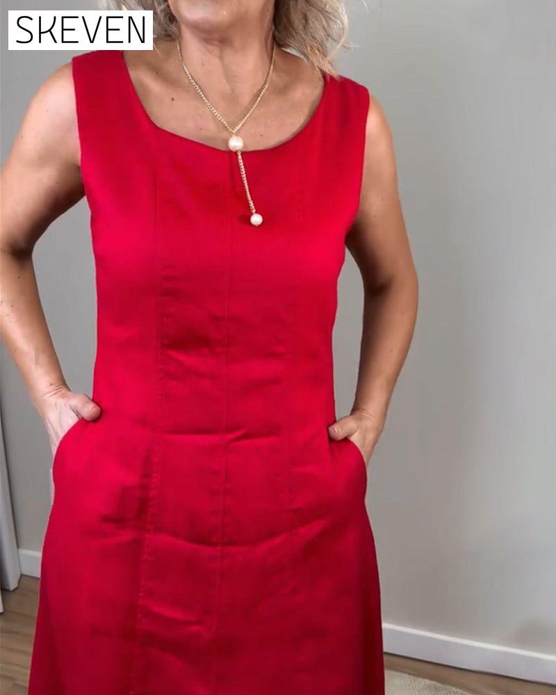 Ärmellose Weste in Unifarben, lässiges Kleid