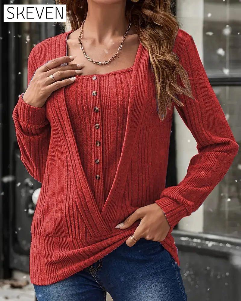 Zweiteiliger Strickpullover mit Fake-Optik
