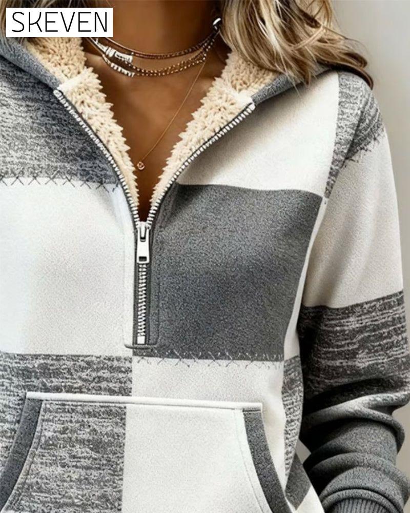 Fashionable Half-Zip Printed Hoodie