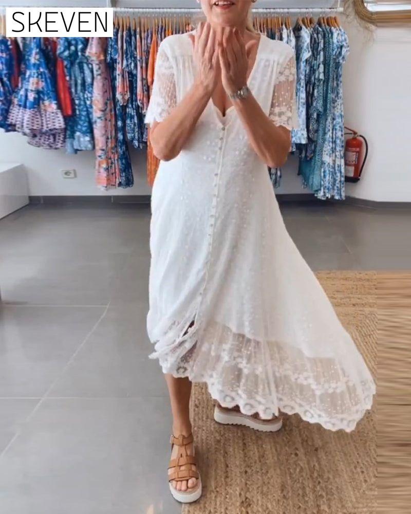 Deep V buttoned flowy dress