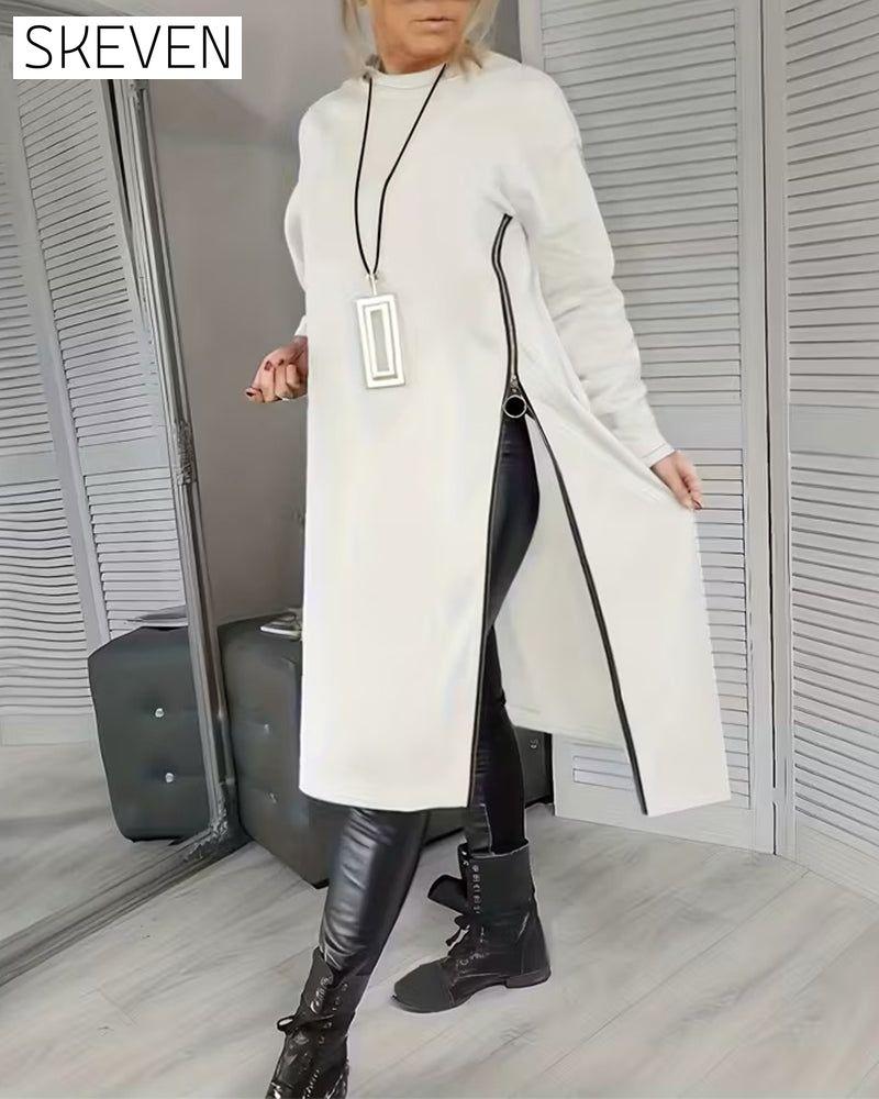 Stylish Large Pocket Zipper Design Dress