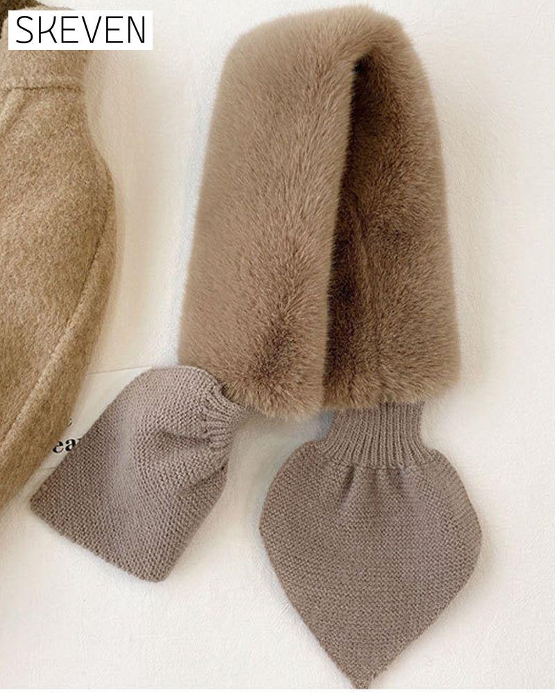Fashionable Knitted Patchwork Fur Scarf