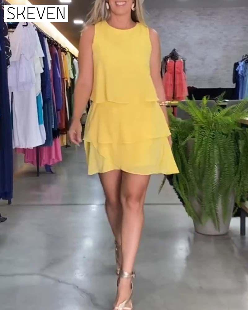 Sleeveless double layer ruffle dress