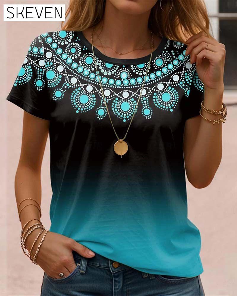Gradient printed casual blouse