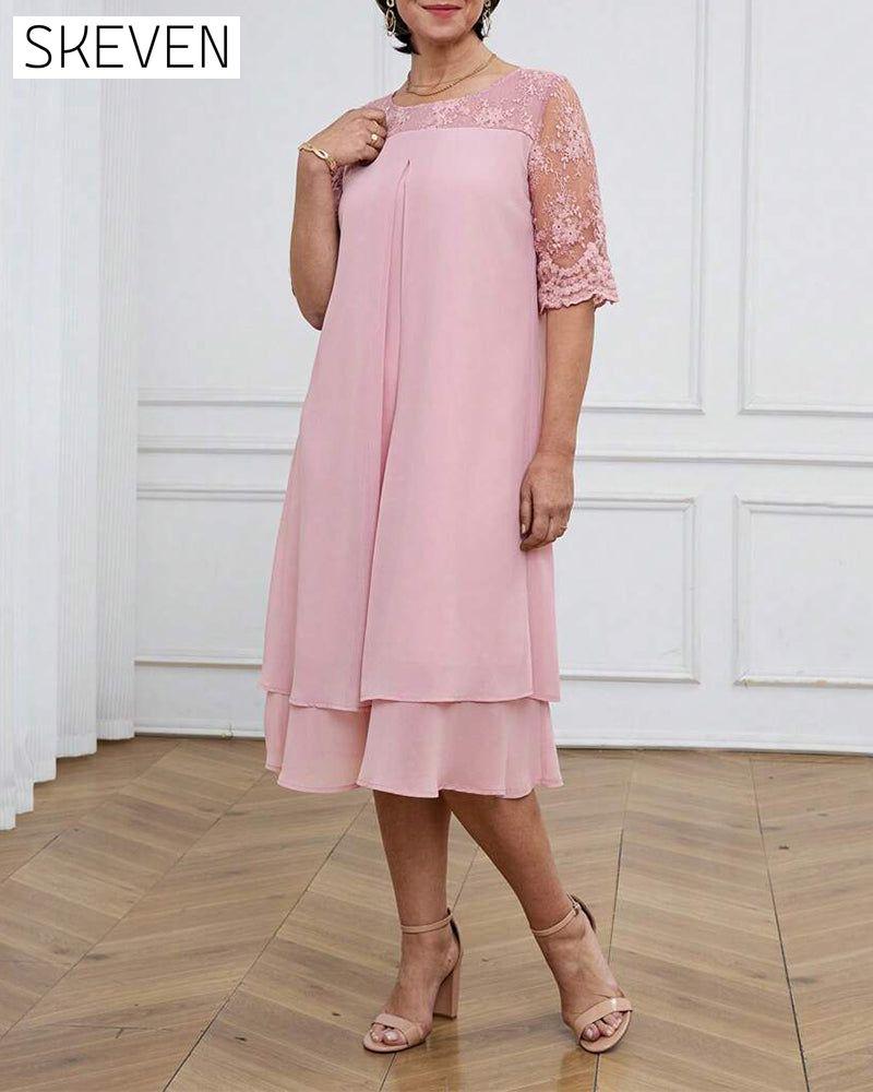 Robe mi-longue en dentelle élégante et tendance