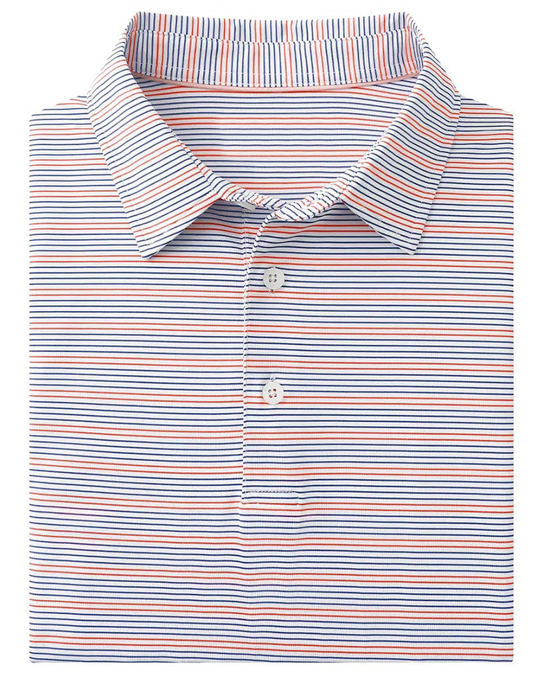 Lapel Blue And White Fine Stripe T-Shirt