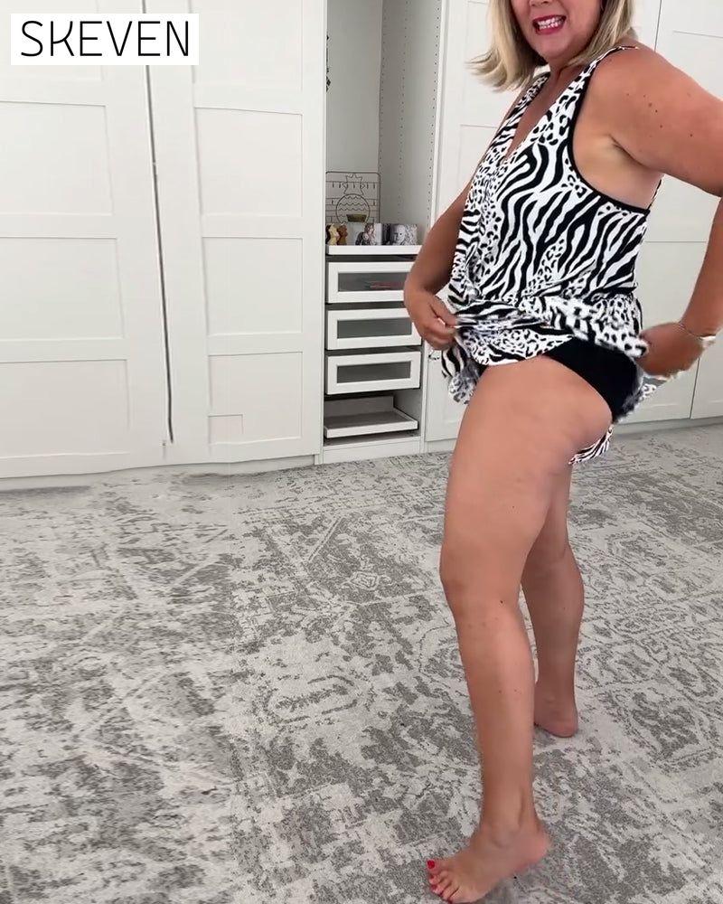 Zebra-Print Slim Fit Badeanzug