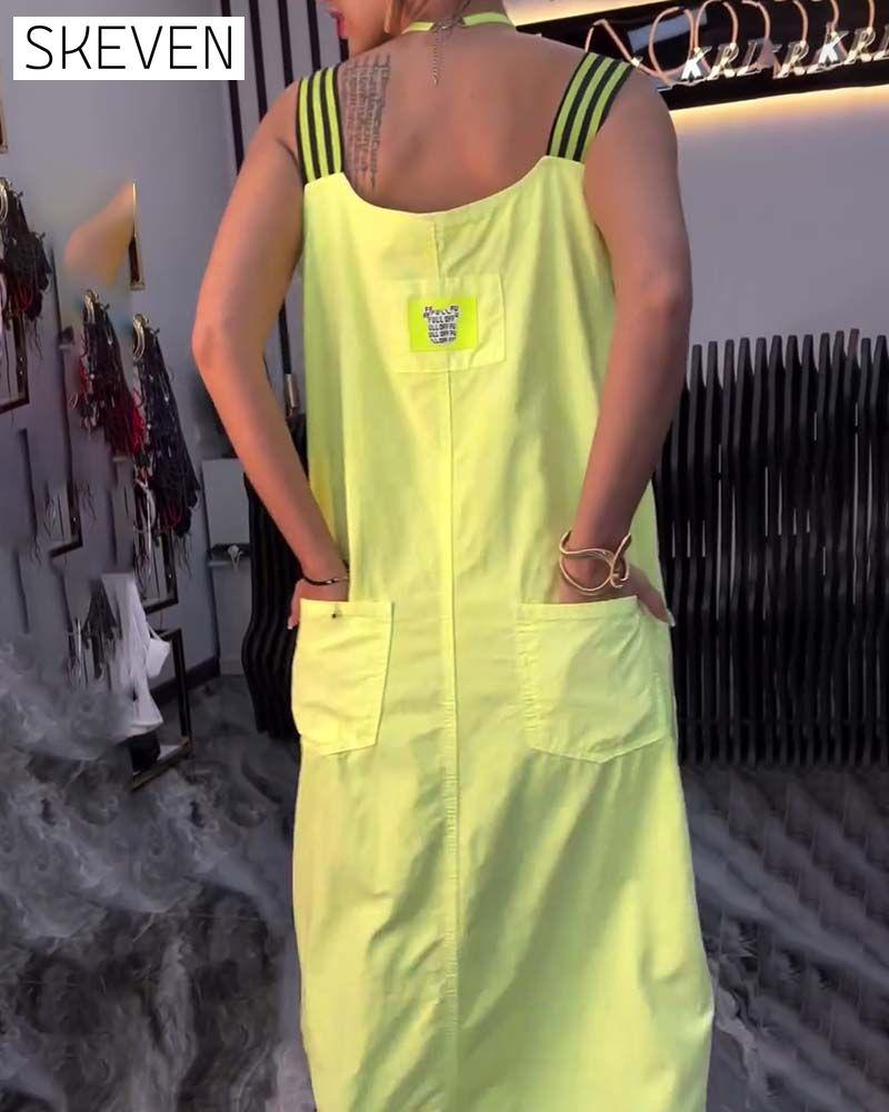 Spliced Suspender Loose Dress