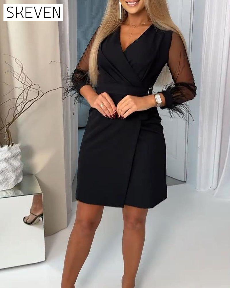 Elegant Patchwork Waist Dress